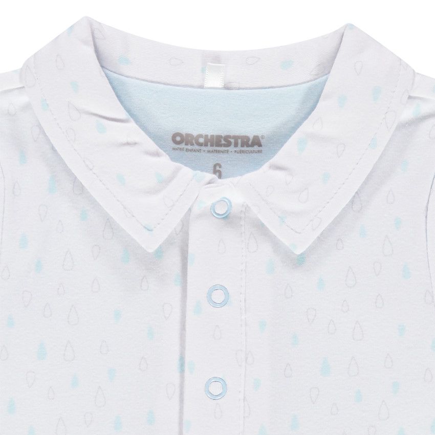 Body manches longues effet 2 en 1 en coton bio boutonné - Blanc