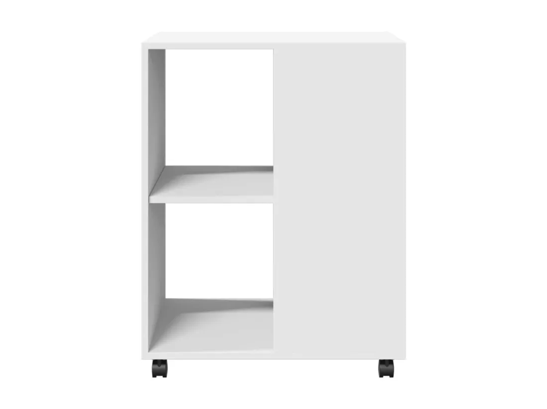 Table d'appoint avec roues blanc 55x60x78 cm bois d'ingénierie