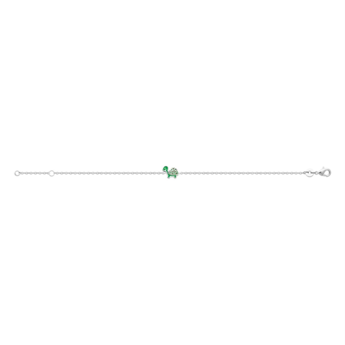 Bracelet tortue émail coloré vert Argent 925 Rhodié