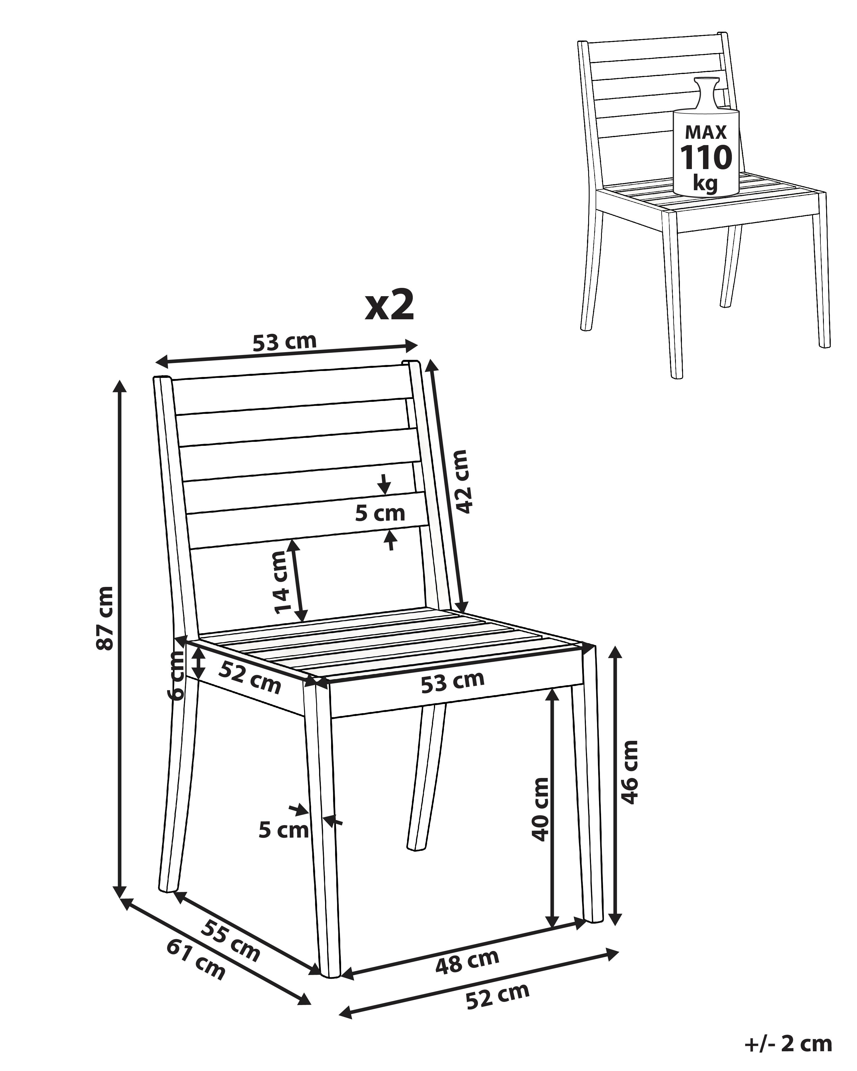 Set van 2 tuinstoelen CHIOGGIA Gecertificeerd acaciahout Lichtbruin