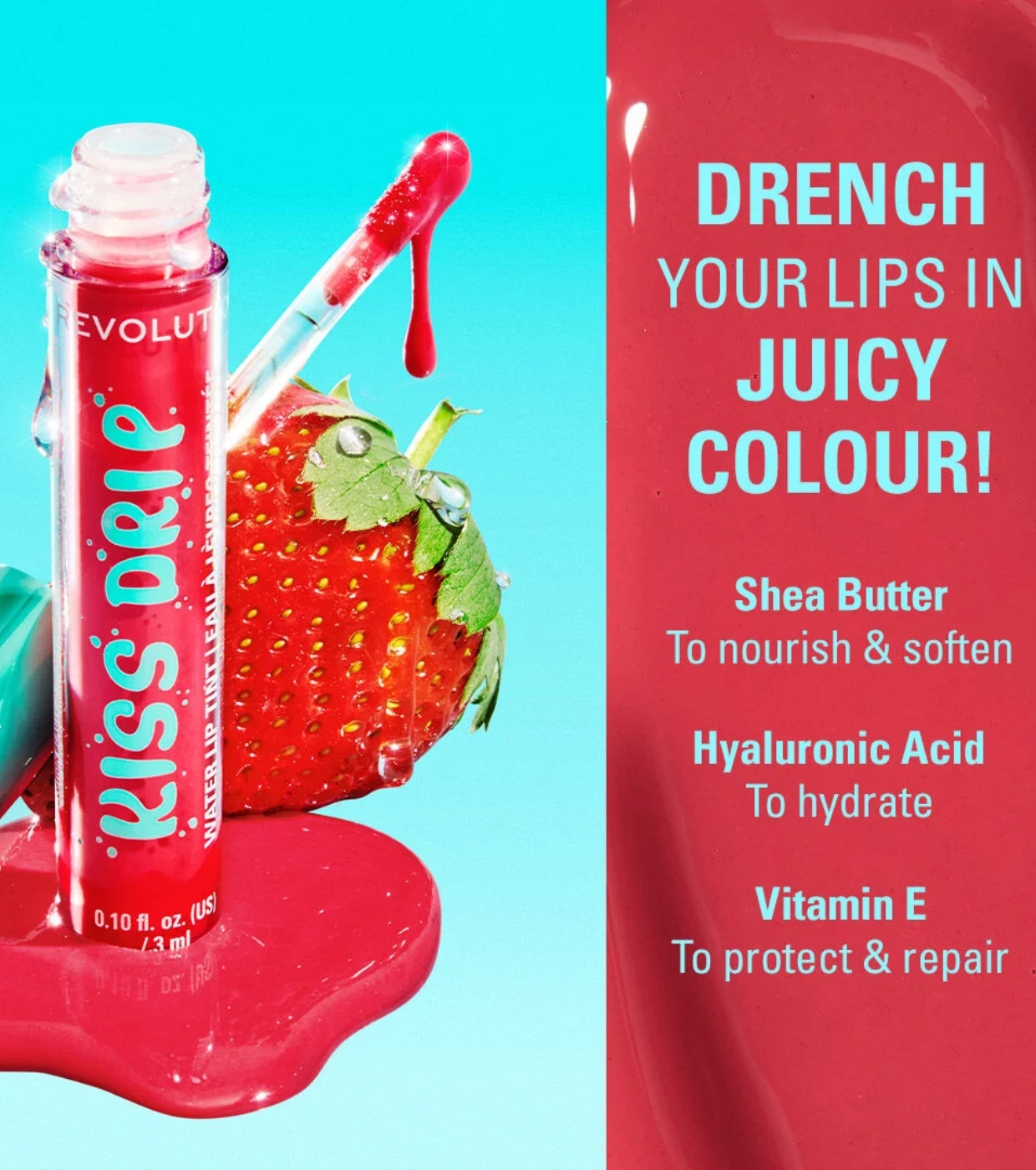 Makeup Revolution - Lip Tint Kiss Drip Water - Berry Splash