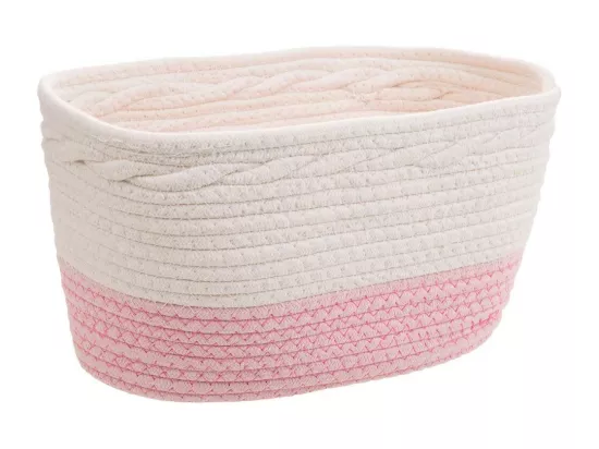 Panier blanc en corde tressée 36x22x18h