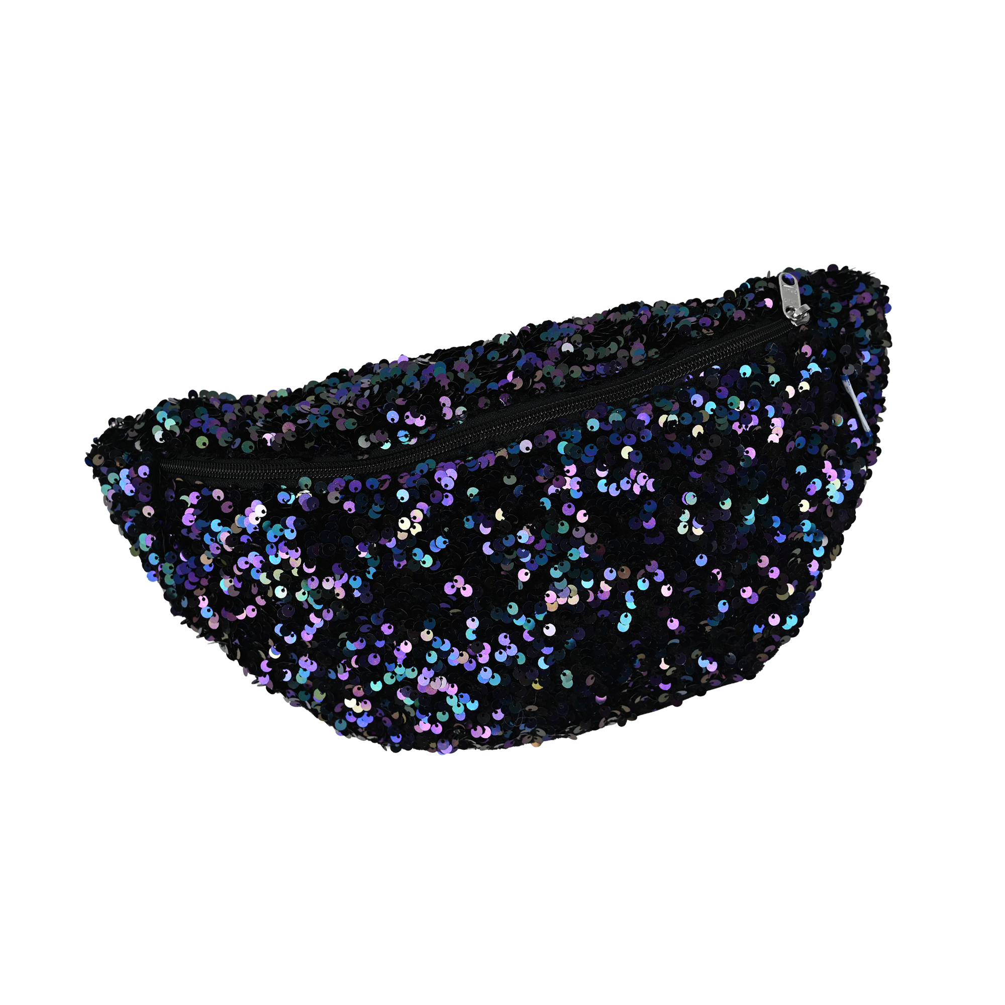 Petit Sac Banane Sequins Violet Noir