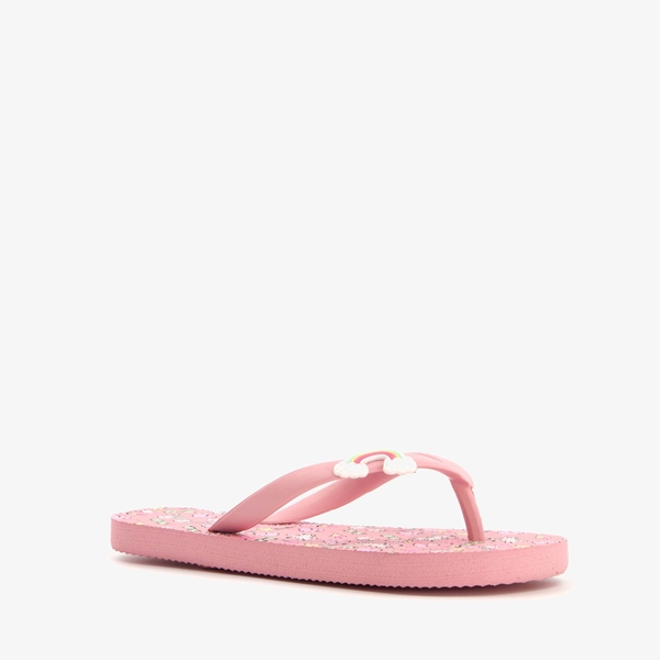 Roze meisjes teenslippers met unicorns