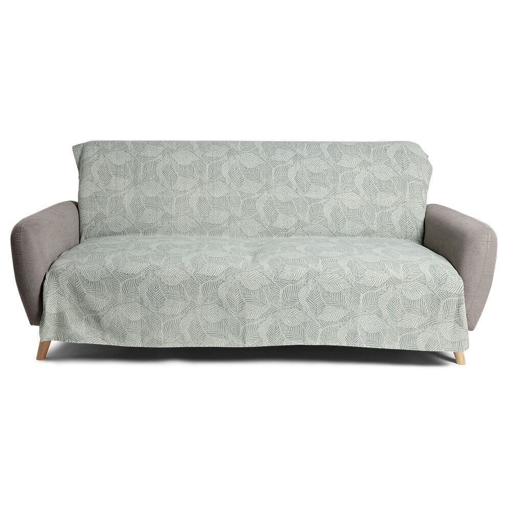 Jeté de canapé 170x250cm 100% coton motif feuille de palmier vert