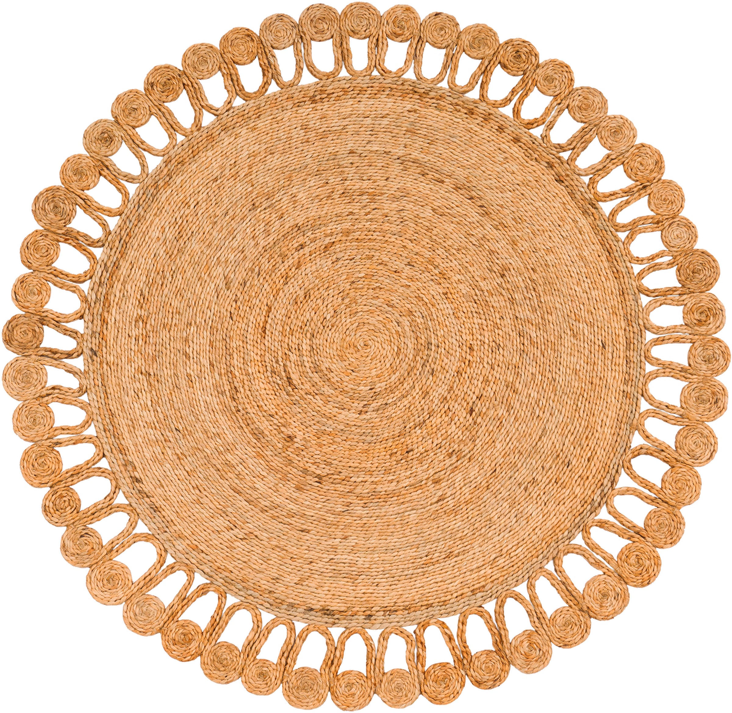 Paco Home Teppich »Viborg 597« rund 13 mm Höhe handgefertigter Natur-Teppich, Jute, Modern, Boho, Ethno