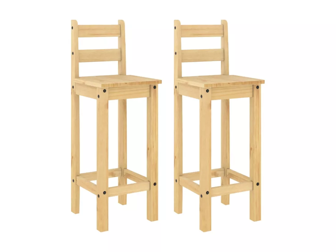 Chaises de bar lot de 2 bois de pin solide