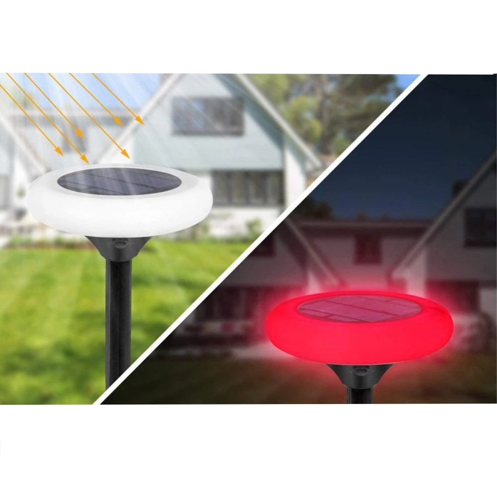(2er Set) LED Solar Lampe Outdoor RGB Garten Wegleuchte mit Dämmerungssensor IP65 - Schwarz