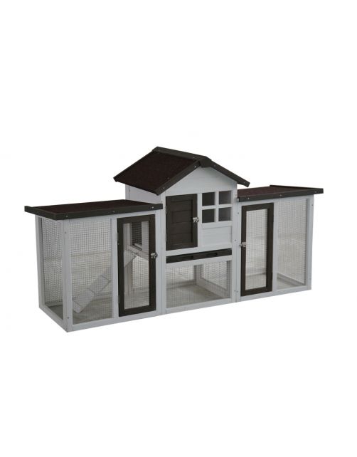 Homestyle Konijnenhok Fenna - Dierenverblijf - 180x62x93 cm Bruin Wit