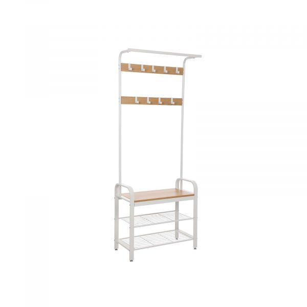 Vasagle Cabideiro 33,7 x 77 x 183 cm Moderno Carvalho e Creme - HSR40W