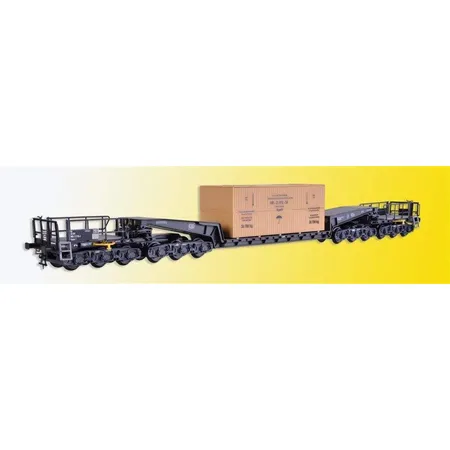 Kibri Waggon Union Schienentiefladewagen Uaais 819 mit Übersee Holzkiste