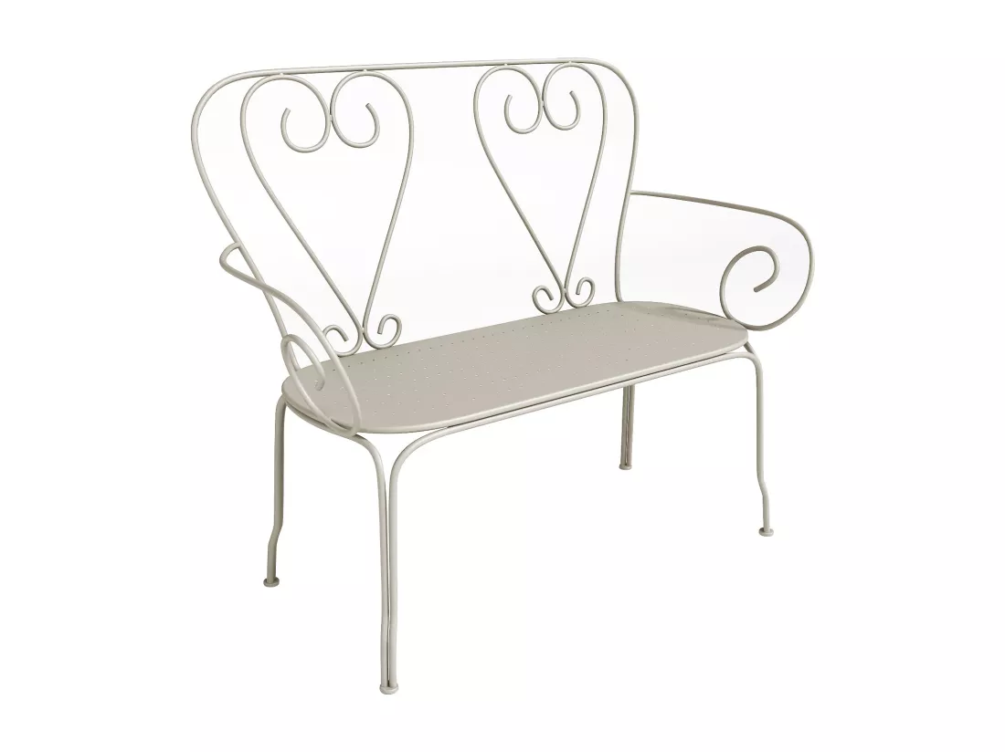 Banc de jardin en métal façon fer forgé - Beige - GUERMANTES de MYLIA