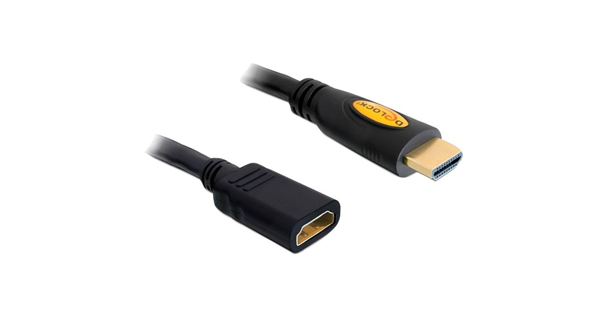 DeLOCKHDMI (male) > HDMI (female) verlengkabel  (Zwart, 1 meter)