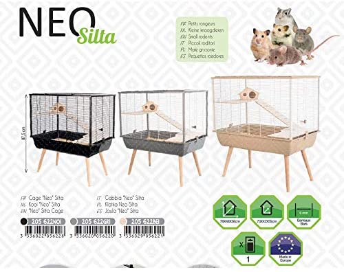 Gaiola Zolux Neo Silta - Rongador (tamanho pequeno, 77,5 x 47,5 x 87,5 cm), preta