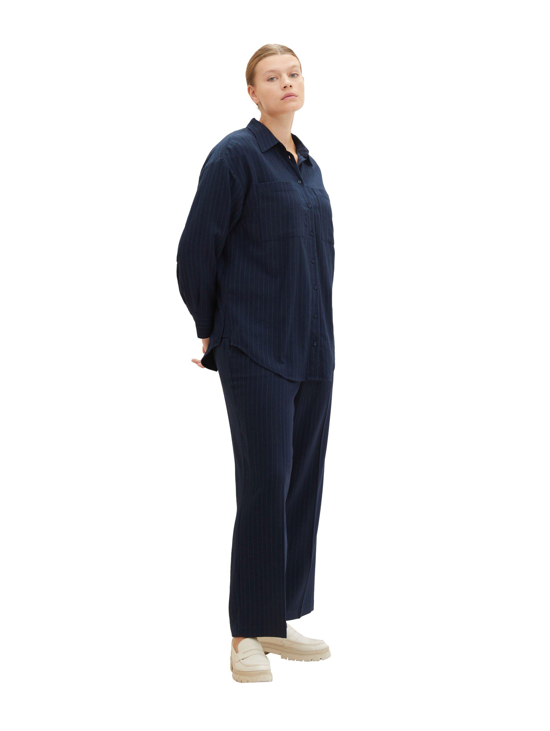 Gestreifte Hemdbluse mit Brusttaschen