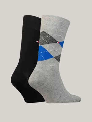 Pacote com 2 pares de meias clássicas com estampa de losangos.