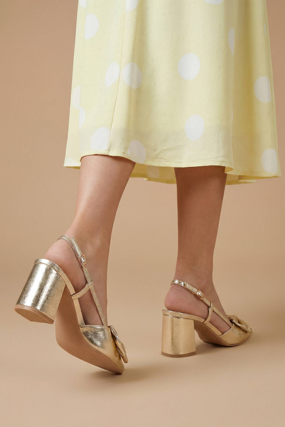 Oasis Chaussures Dorinda à Talon Bloc avec Nœud et Bride Arrière en synthétique Métallisé