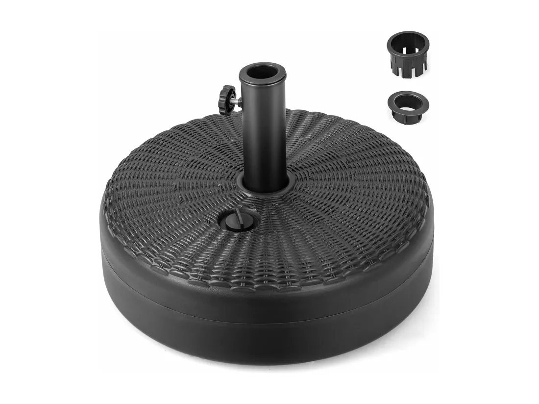 Pied de Parasol Lourd pour Parasolφ38 mm/48 mm, Socle Parasol Extérieur en HDPE Rempli de 30 kg Sable/ 15,5L Eau, pour Terrasse Piscine Patio Jardin Restaurant, Dia.45 x H30 cm