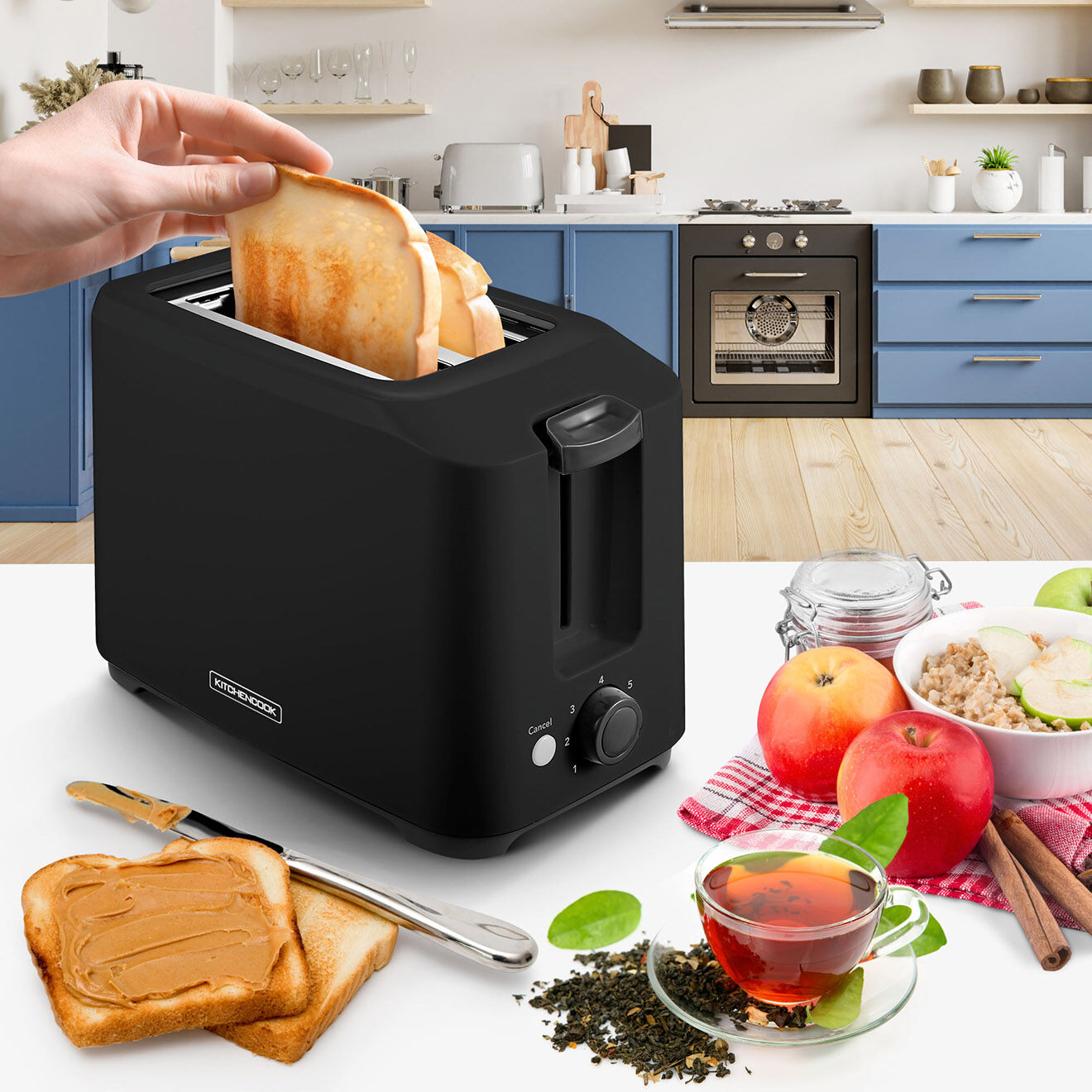 Kitchencook Grille-pain avec 2 fentes toasteo noir