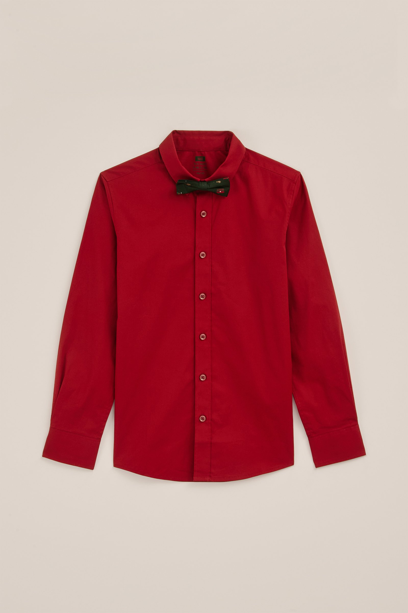 Jongens overhemd met afneembare vlinderdas WE Fashion Donkerrood