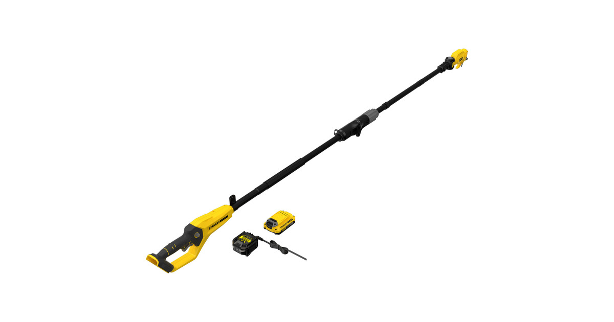 Stanley18V FATMAX V20 accu-takkenschaar - 2Ah accu  (Geel/zwart,  Accu en oplader inbegrepen, telescopische steel)