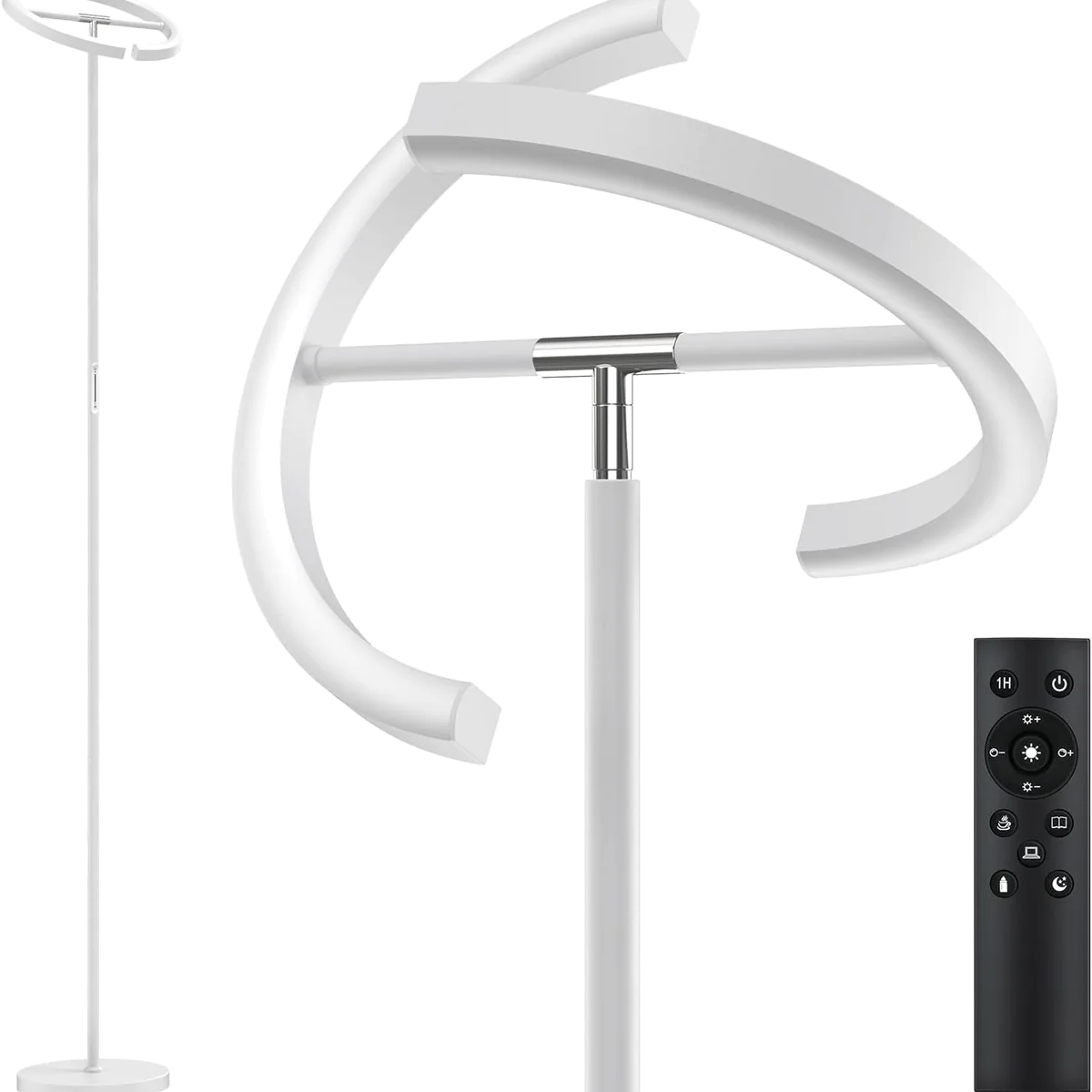 Lampadaire sur Pied Moderne avec Télécommande 1300LM 20W Blanc Vendos8