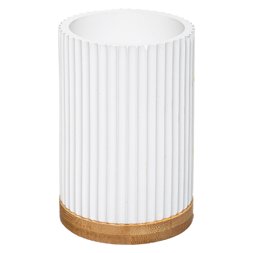 Gobelet salle de bain poly résine LINEA blanc D 7.1x11cm