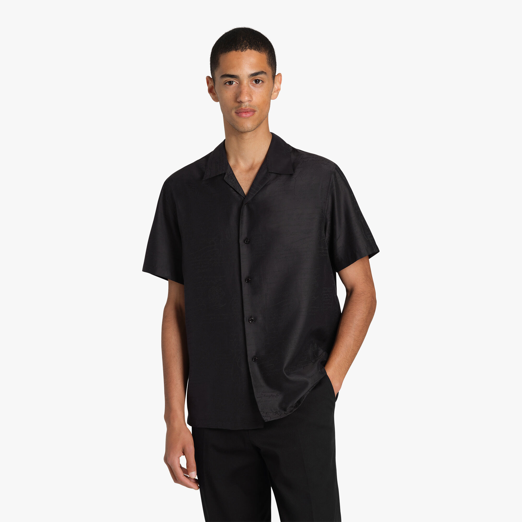 Chemise À Manches Courtes En Soie Et Coton Scritto