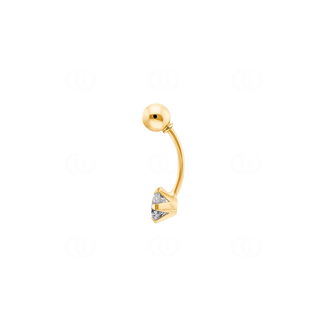 Bauchpiercing 750/18 K Gelbgold mit Zirkonia 6-Griff