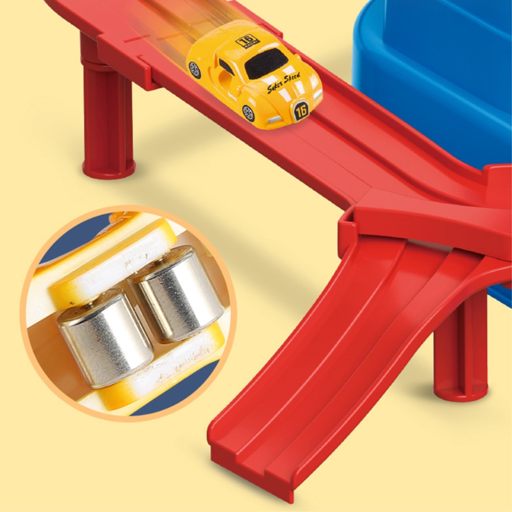 (4-tlg. Set) Auto Rennbahn Fahrzeug Rennstrecke Spielzeug Geschicklichkeit Kinderspiel - Bunt