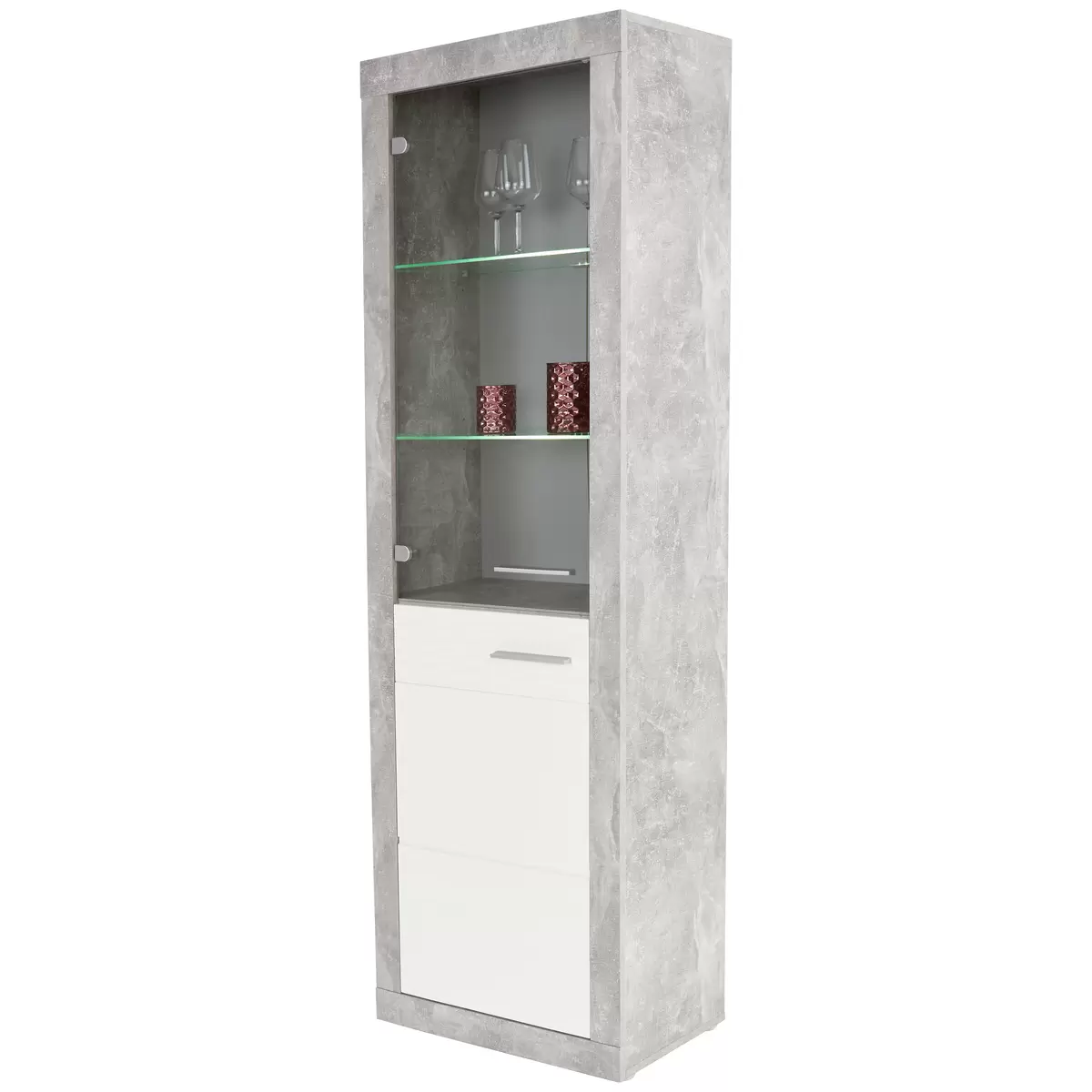 Vitrine Malta weiss,Betonoptik