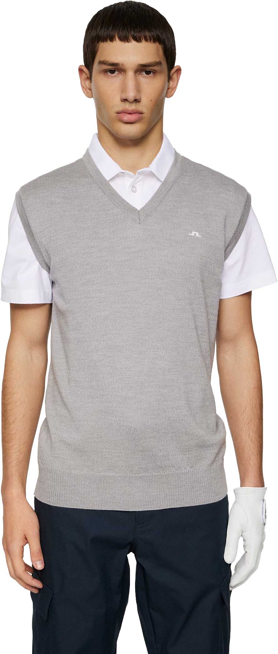 Liam Knitted Vest Herre Light Grey Melange