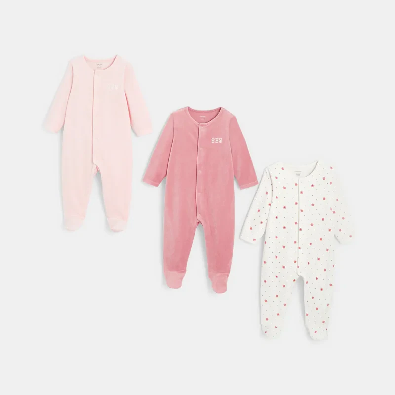 Dors-bien velours (lot de 3) rose naissance Rose