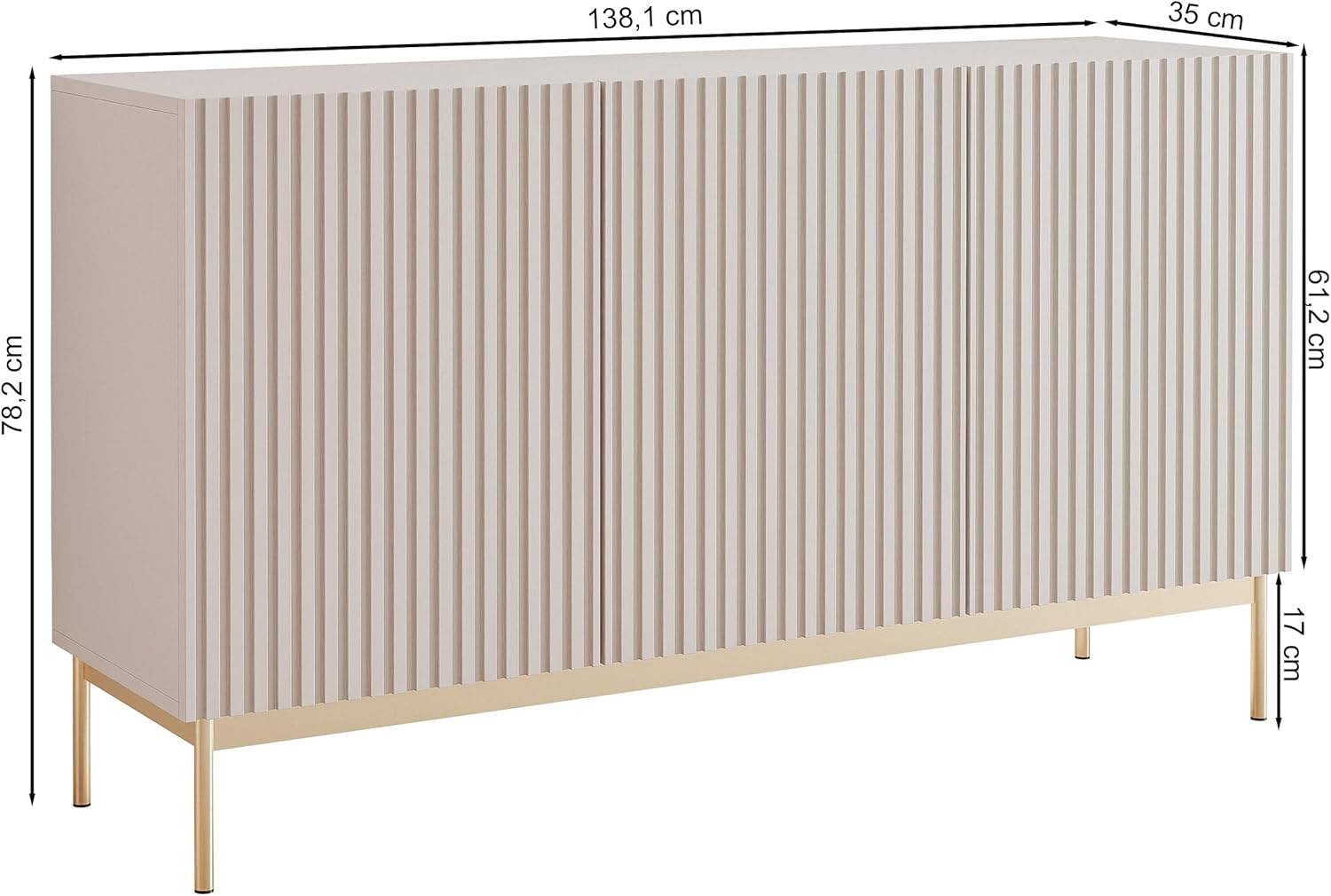 Selsey Kommode mit LED-Beleuchtung Modernes Sideboard in Kaschmir mit Push-to-Open Schlafzimmer Kommode 92cm Breite 4 Ablagen und Klappfach Elegante Goldene Metallbeine für Wohnzimmer
