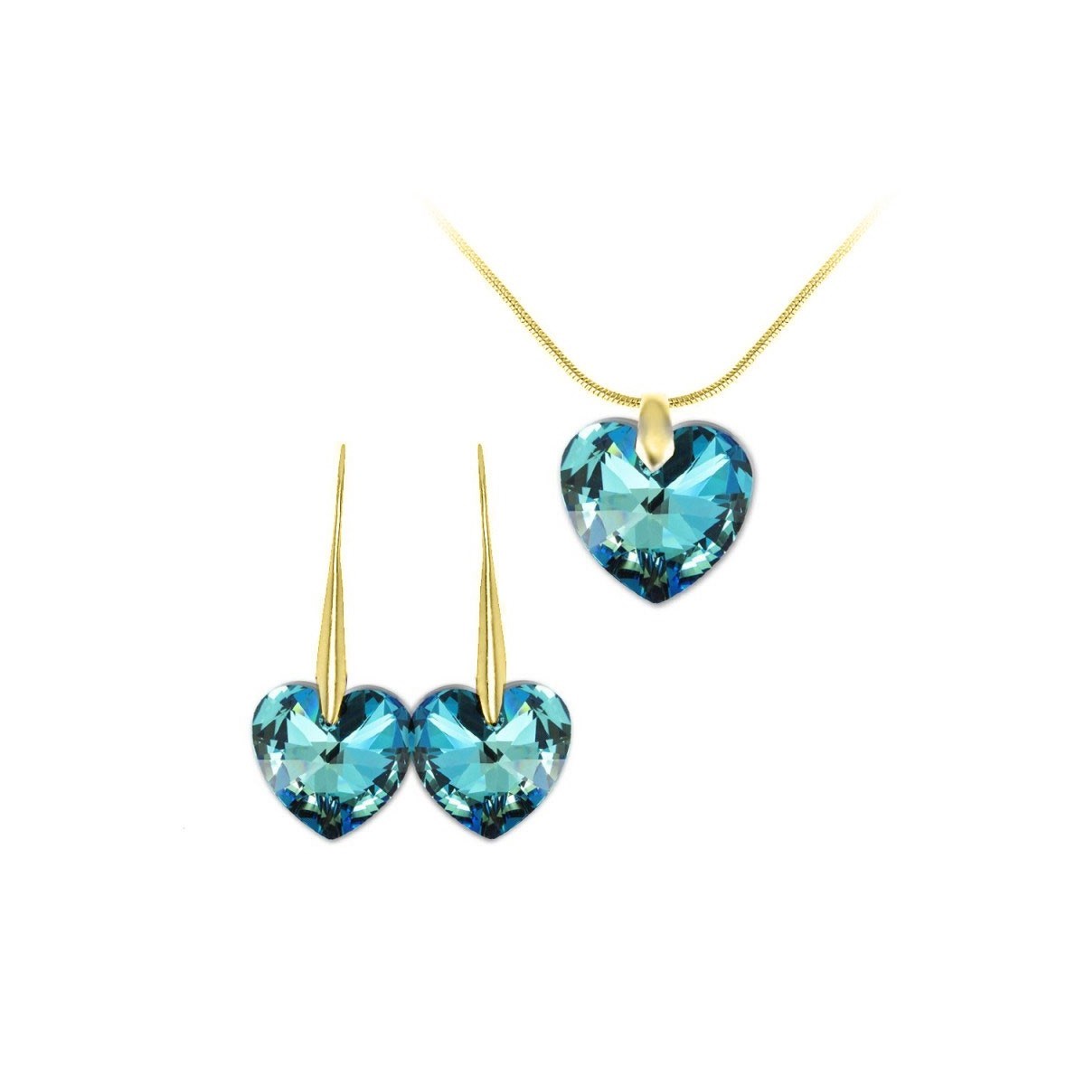 Parure collier et boucles d'oreilles coeurs SC Bohème orneés de Cristaux scintillants