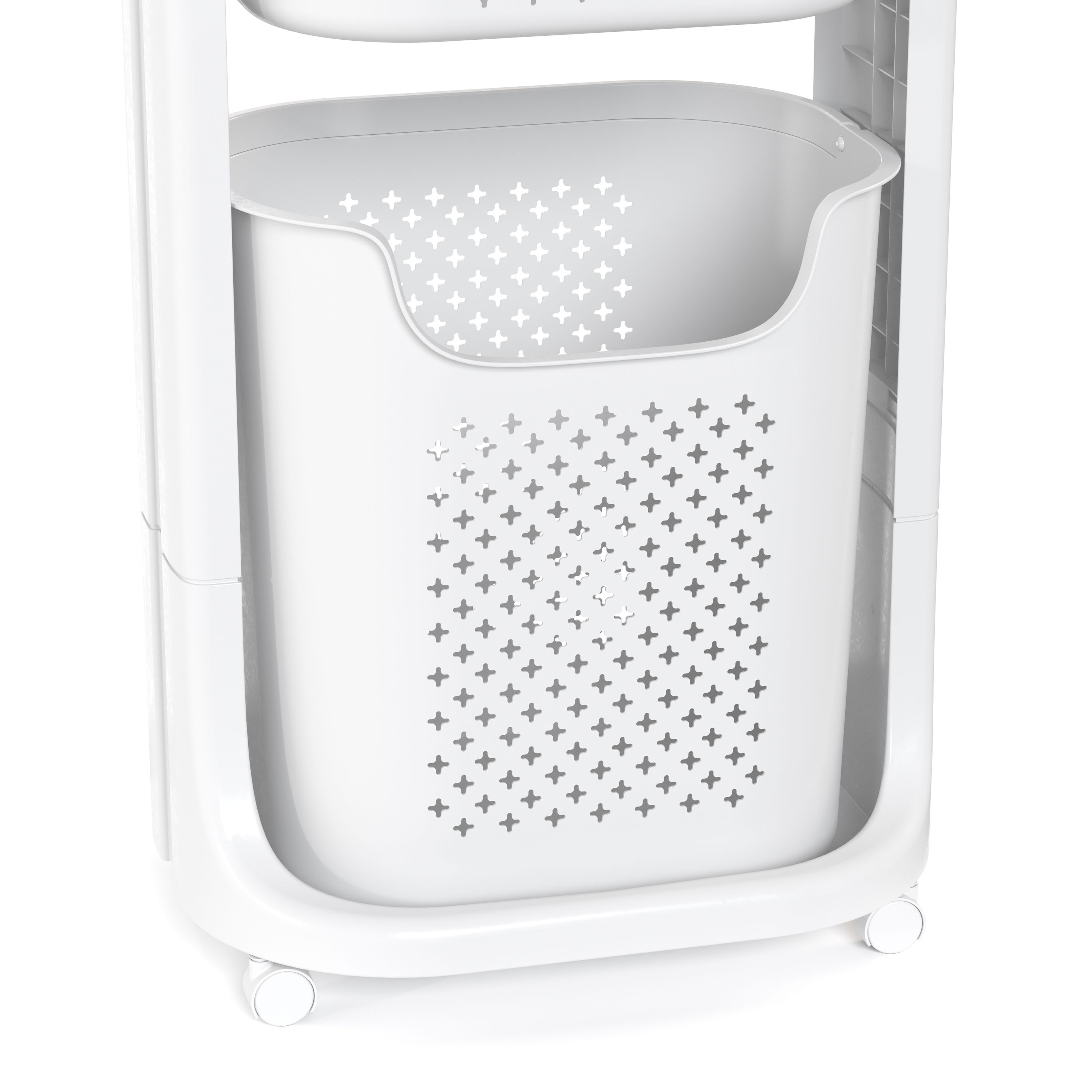 Badezimmerregal Wäschekorb auf Rollen 35L weiss