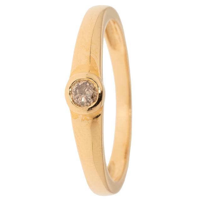 Solitär-Ring, Brillant 0,10 ct., Silber 925 vergoldet