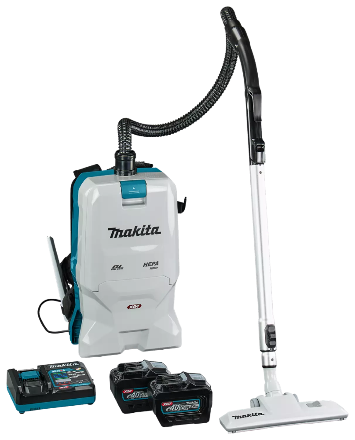 Makita VC011GL2NL1 XGT 40V Max Li-Ion Accu Rugstofzuiger Set (2x 8.0Ah) - 200 mbar