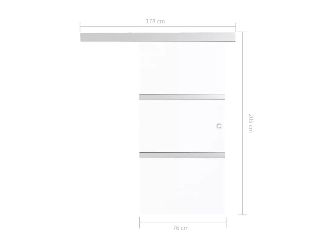 Porte coulissante à butées Verre ESG et aluminium 76x205 cm