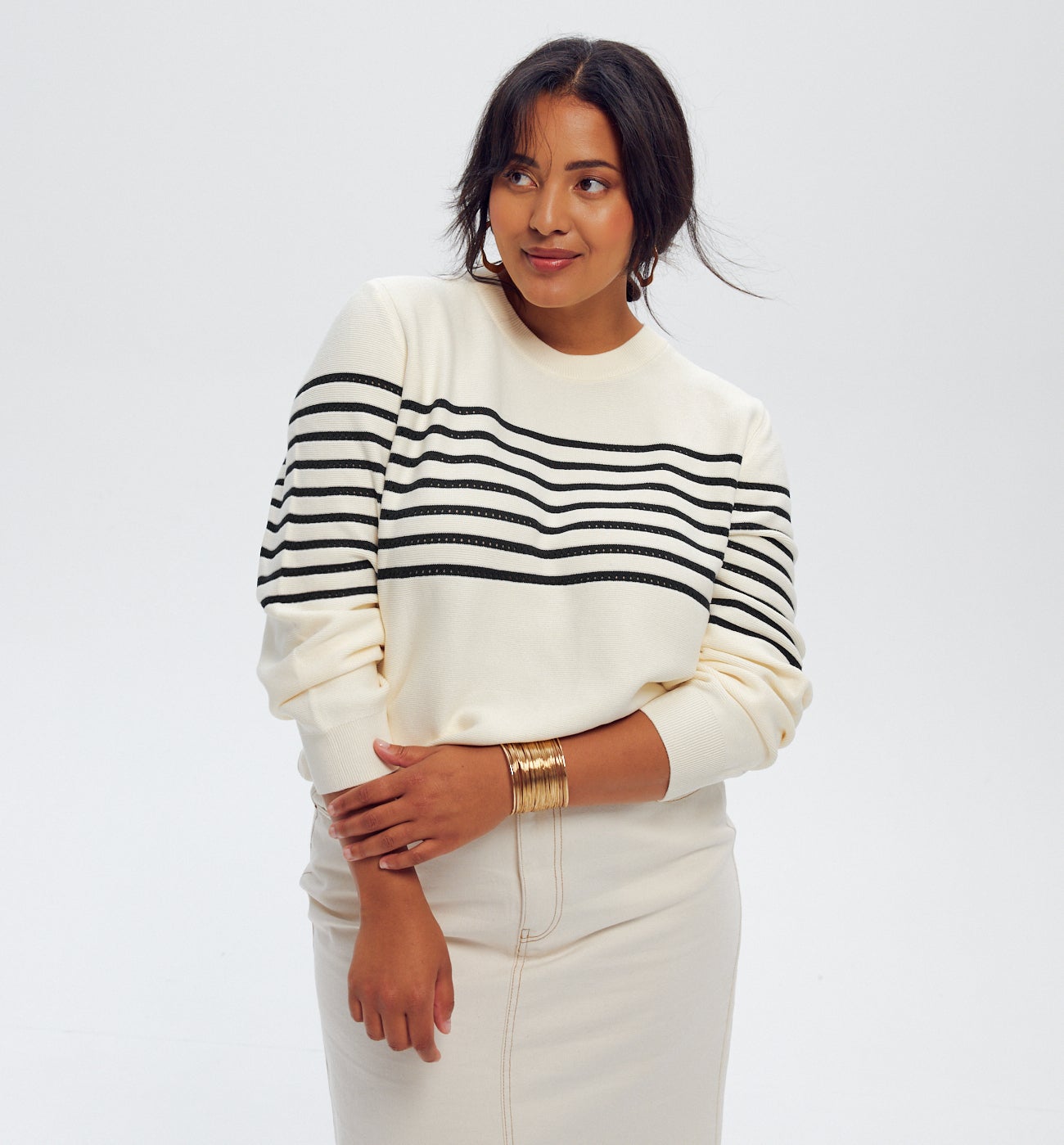 Pull marin Femme - Rayé marine