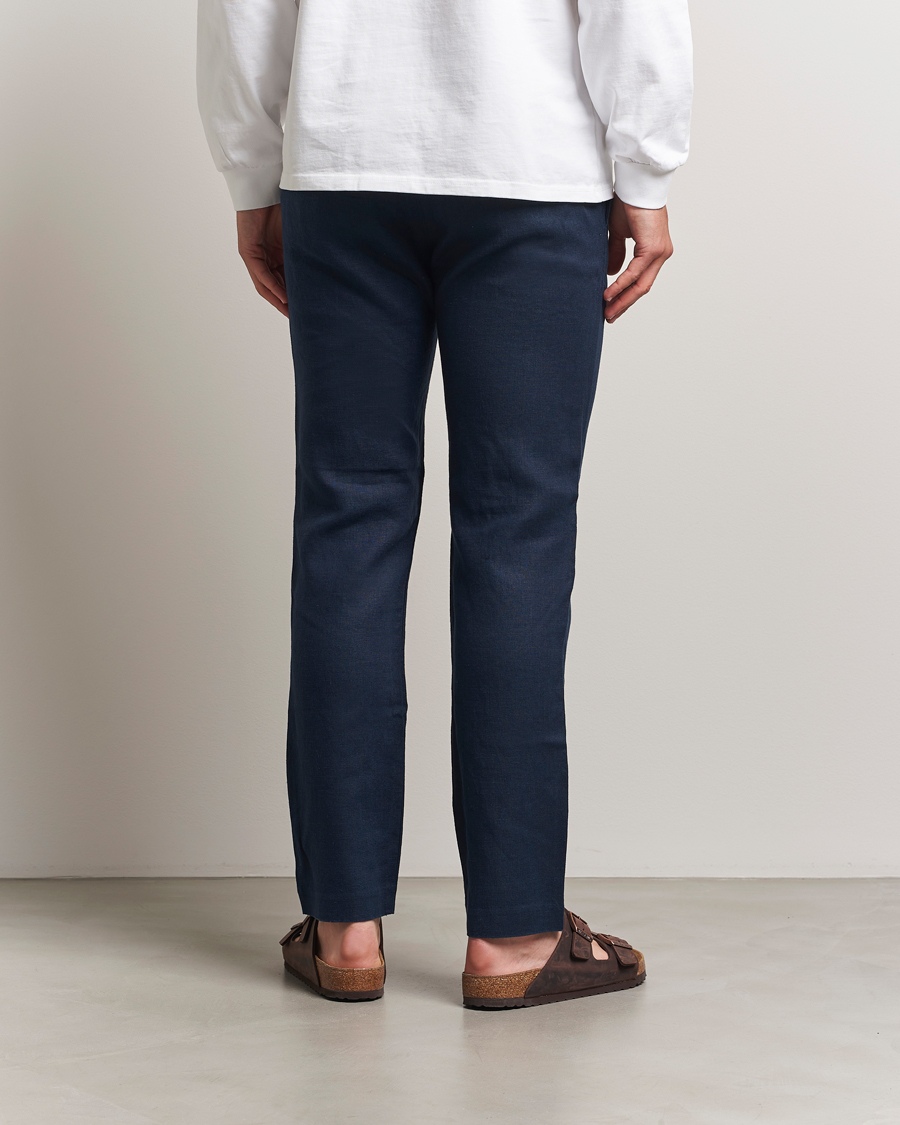 NN07 Theo Linen Trousers Navy Blue