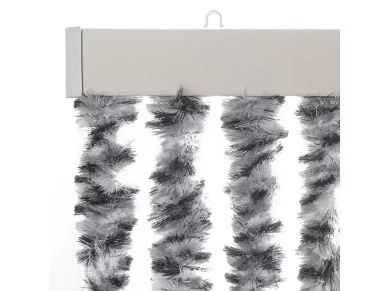 Rideau anti-mouches gris et noir et blanc 100x220 cm chenille