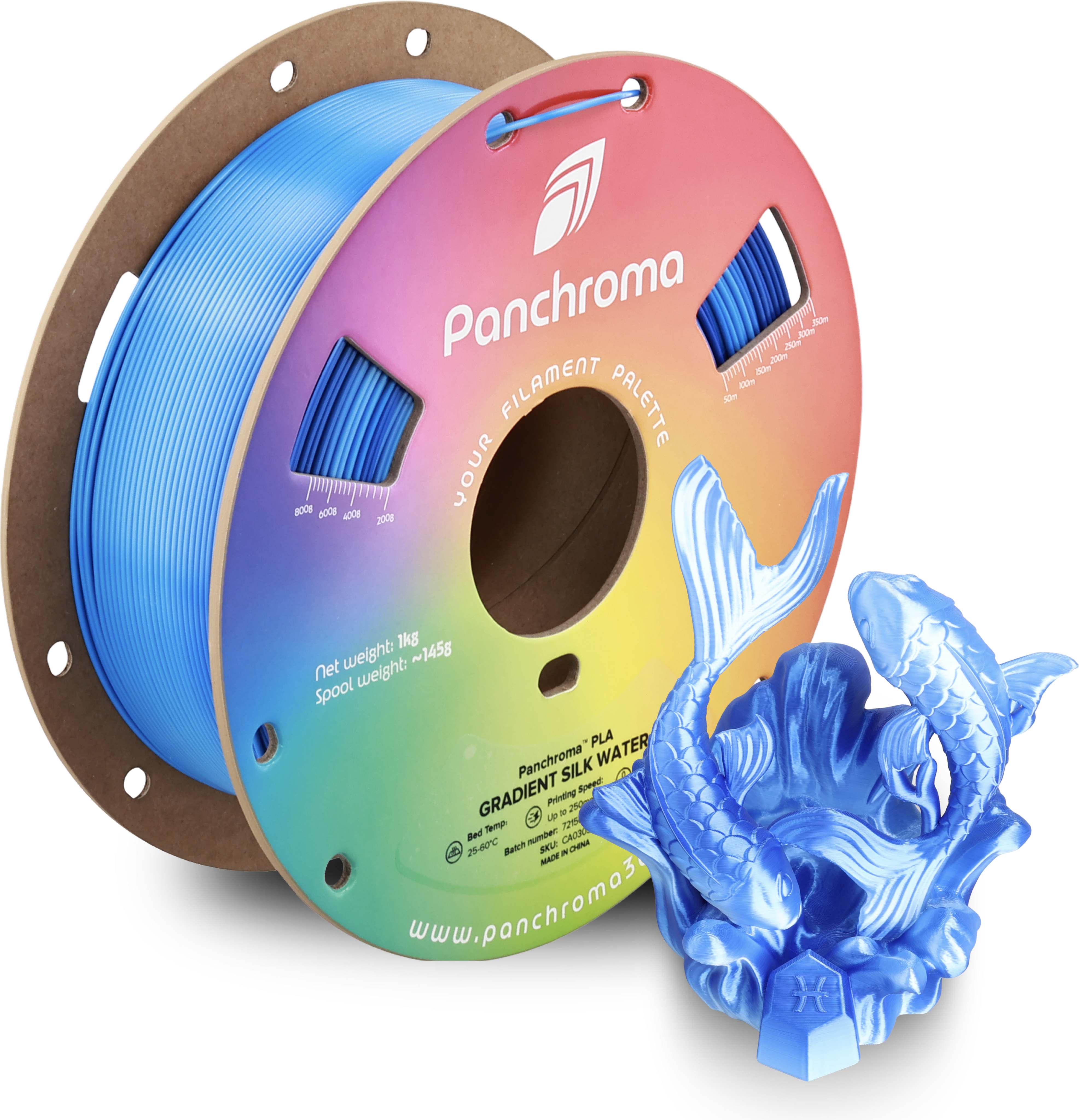 Polymaker  Panchroma™ PLA Gradient Silk Water, 1,75 mm / 1000 g    Ein Farbspektakel in Silk Water