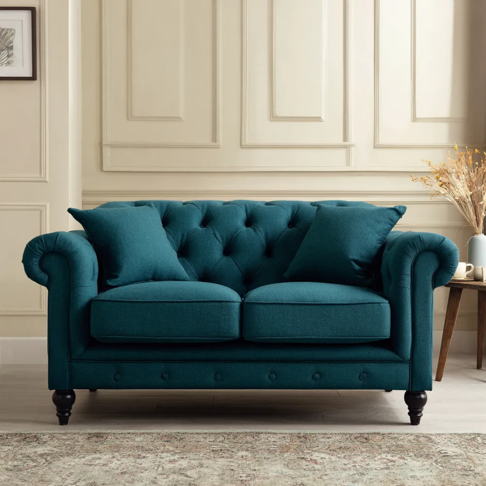 2-Sitzer-Sofa Stoff 180x90x85 cm – Türkis – Klassisches Design