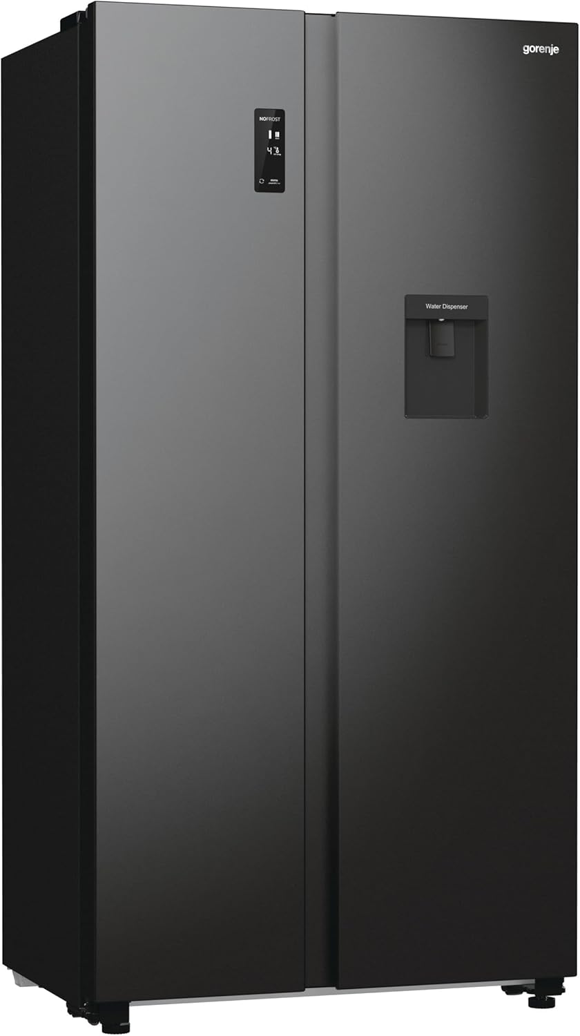 Gorenje NRR 9185 EABXLWD Side by Side Kühl-Gefrierkombination, Made in Europe, EEK E, NoFrostPlus, Inverter-Kompressor, Crisp Zone, ConvertActive Zone, FastFreeze, 178,6 cm, schwarz