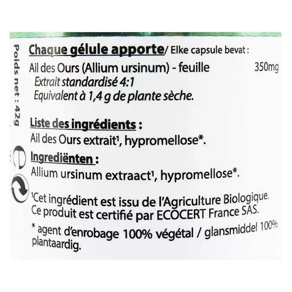 Vit'all+ Alho Selvagem 350mg Orgânico 100 Cápsulas Vegetais