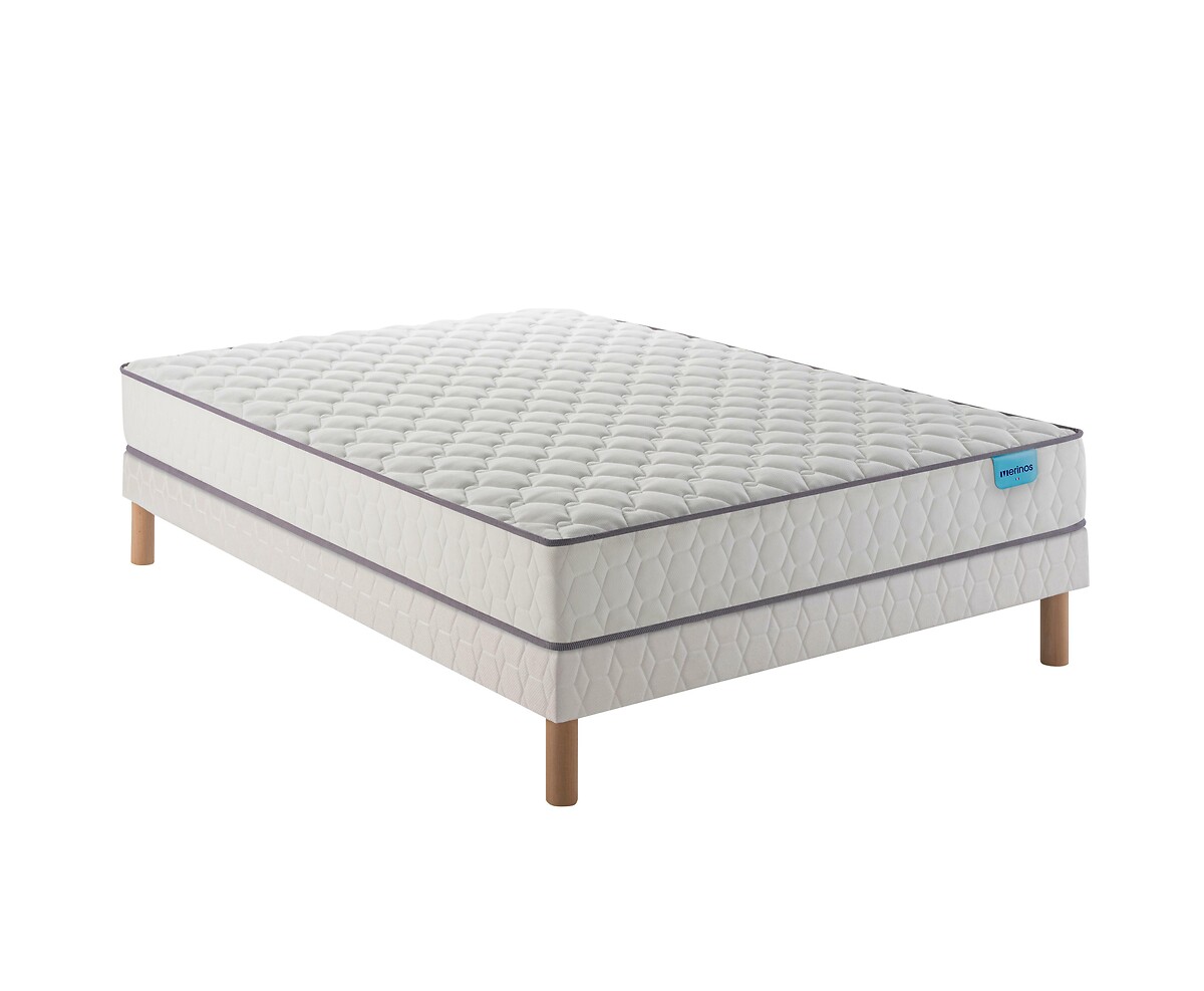 MERINOS<br>Conjunto de colchão com molas ensacadas e base de ripas, Well Bed