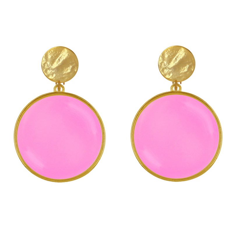 Boucles d'Oreilles Clip Métal Doré Cercle Coloré Translucide