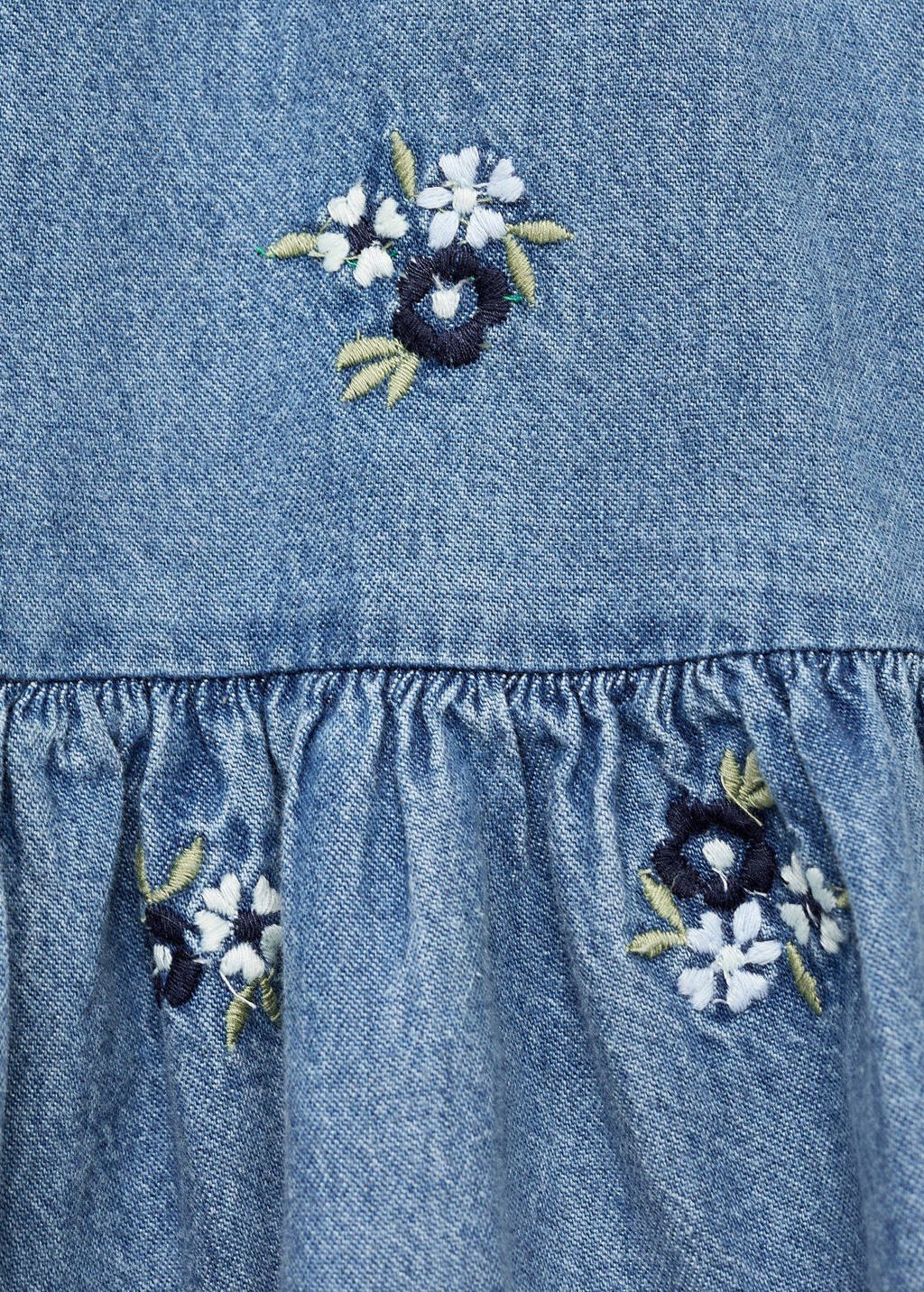 Mango Kids denim A-lijn jurk blauw