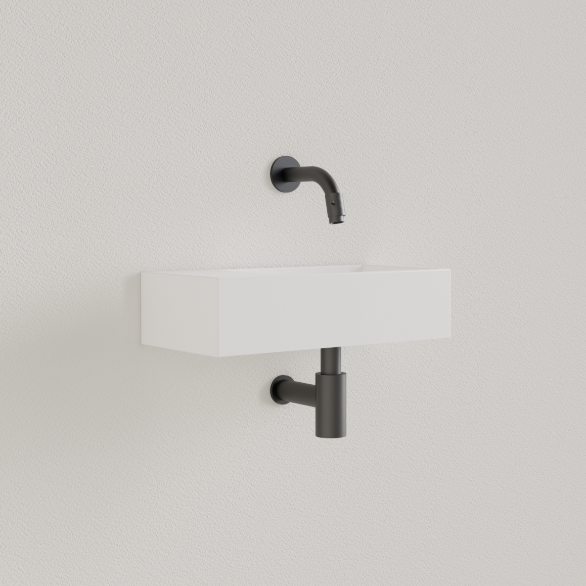 Sanigoods Nano fontein links wit glans zonder kraangat 36x18cm